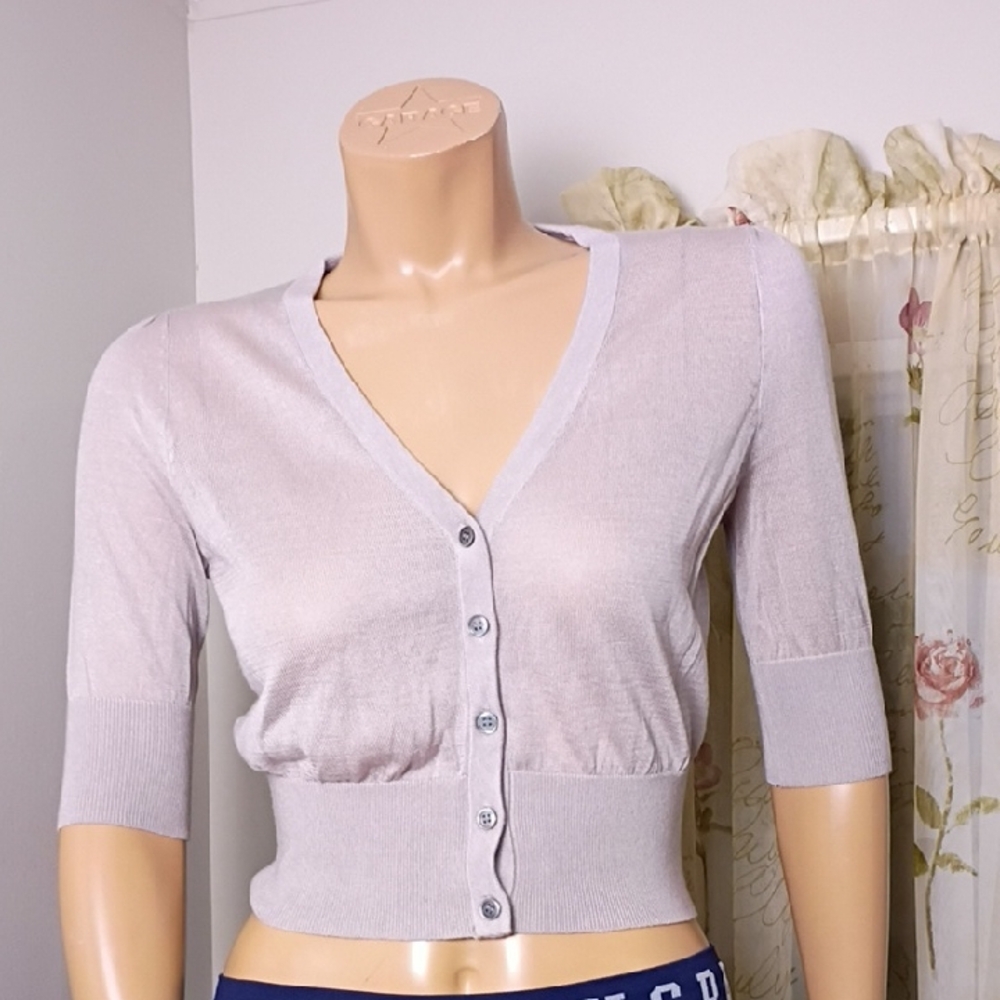 H&M Women's Light Gray V-Neck Cardigan